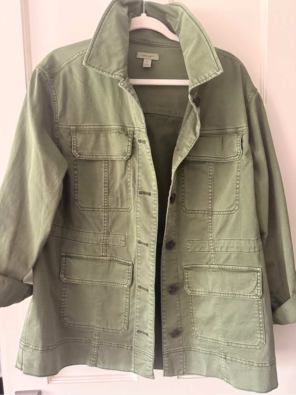 Olive Utility Jacket with Flap Pockets by Onjavi